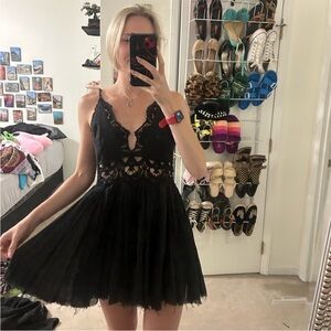 Free People Black Lace Mini Dress